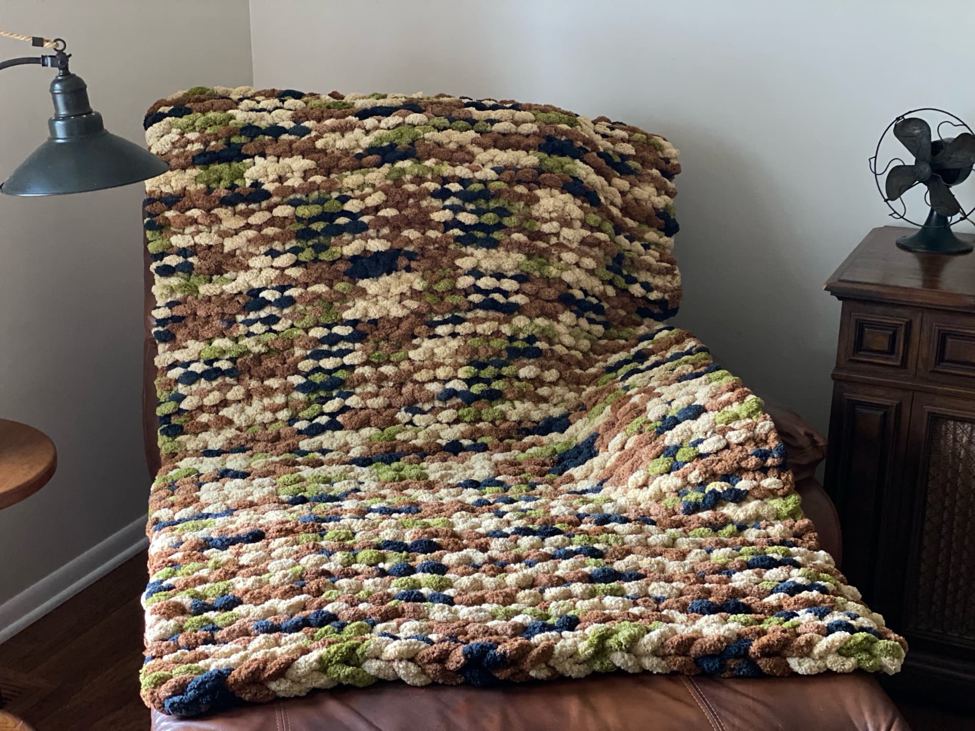 Garter Stitch Variegated Camo Blanket – handmade