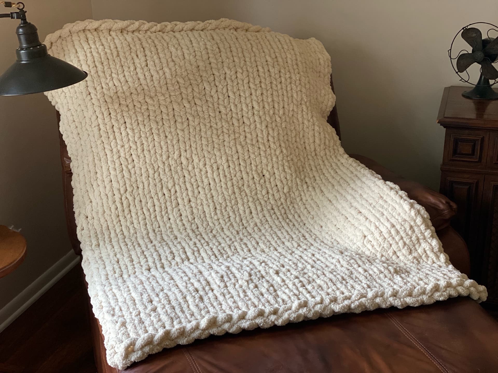 Stockinette Stitch Oatmeal Blanket – handmade