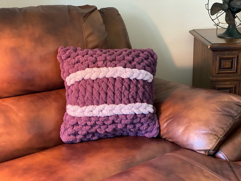 Twisted Stitch Garter Stitch Pillow – handmade