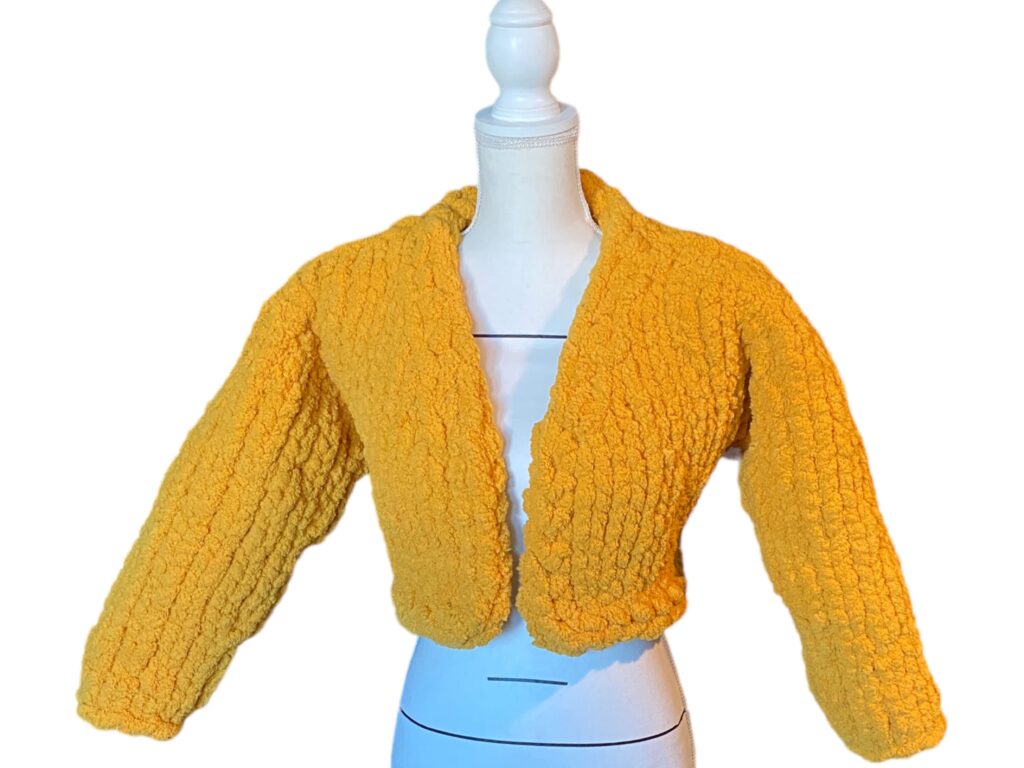 Golden Puff Cropped Cardigan